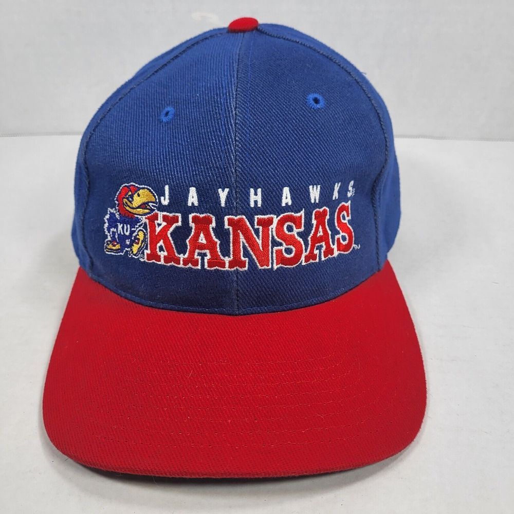 Kansas Jayhawks Twins Enterprise Blue‎ Red Strapback One Size Hat Vintage